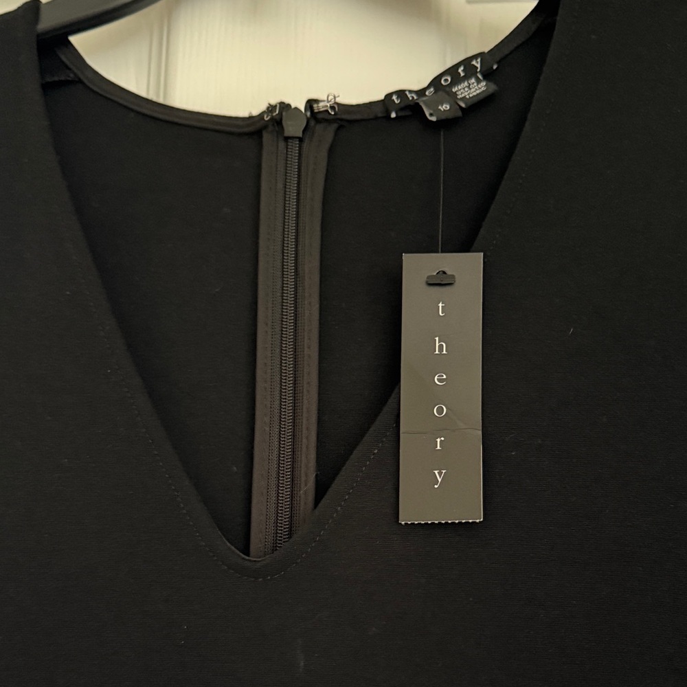 Theory Black Naepra Fixture Ponte Mid Length Dress Size 10 NWT